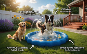 Piscine rafraîchissante pour chien avec jets d’eau – Tapis splash été