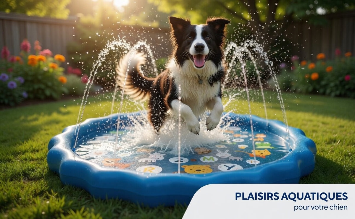 Piscine rafraîchissante pour chien avec jets d’eau – Tapis splash été