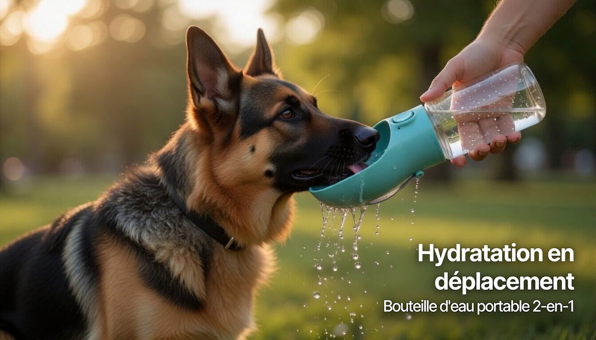 Bouteille d’eau portable pour chien avec bol intégré – Distributeur de voyage