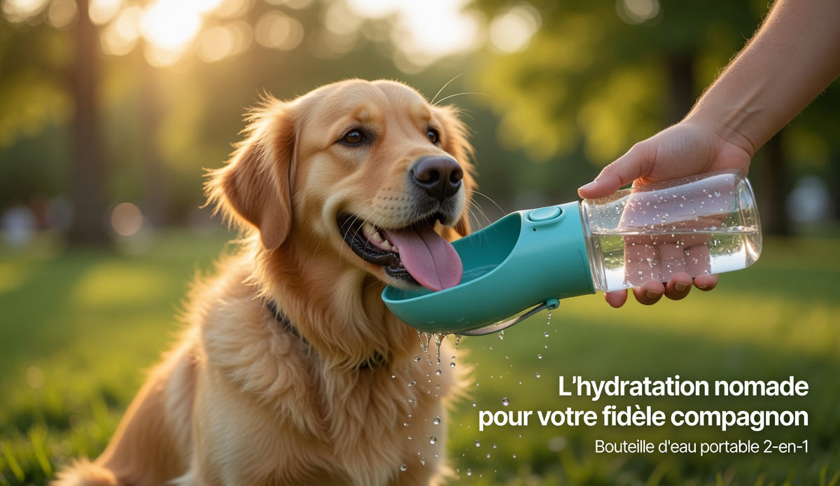 Bouteille d’eau portable pour chien avec bol intégré – Distributeur de voyage