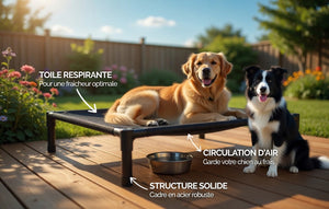 Lit surélevé pour chien pliable – Couchage respirant et portable