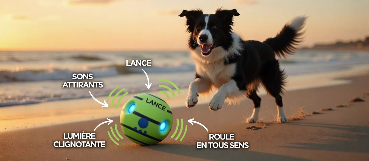 Balle interactive lumineuse pour chien – Jouet sonore Wobble Giggle