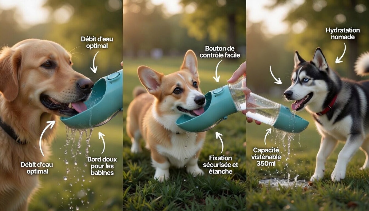 Bouteille d’eau portable pour chien avec bol intégré – Distributeur de voyage