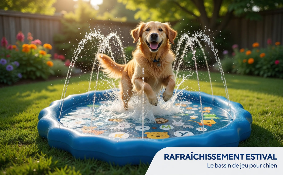 Piscine rafraîchissante pour chien avec jets d’eau – Tapis splash été
